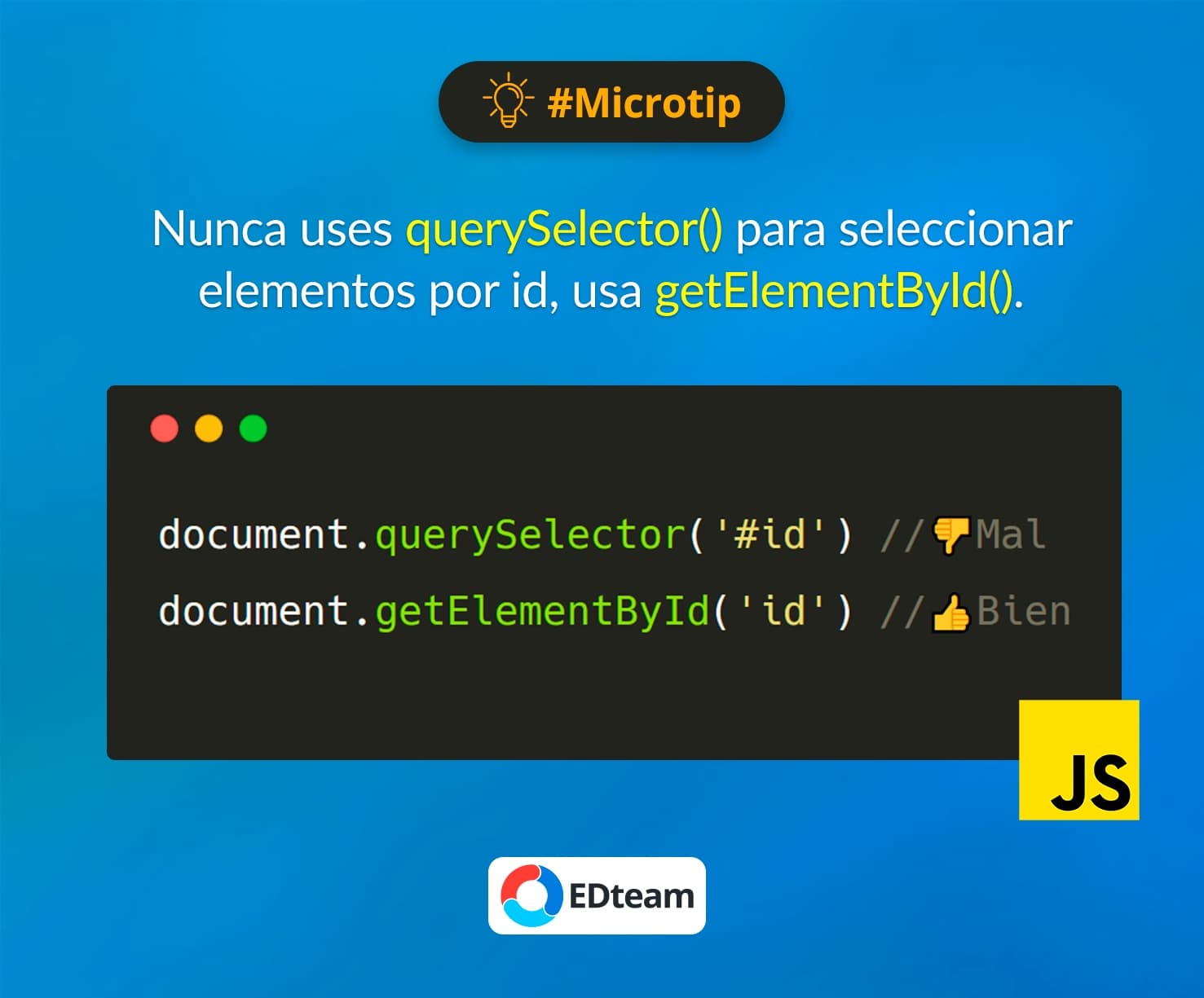 #Microtip: No uses querySelector para id